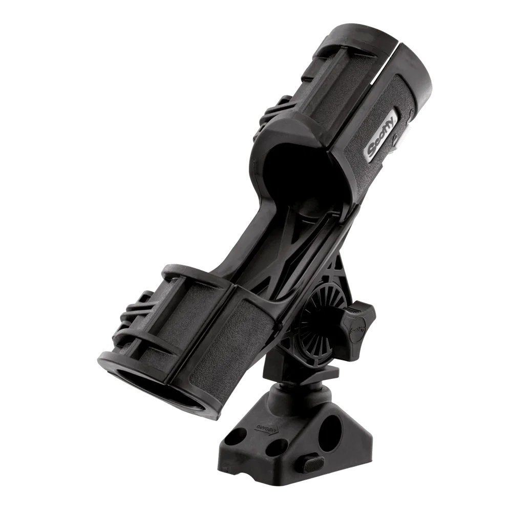 0400-BK – SCOTTY INC. Fishing Rod Holder, Gunnel Mount Holds Single Rod Locking Tab Style Hold Articulated Black Fibe...